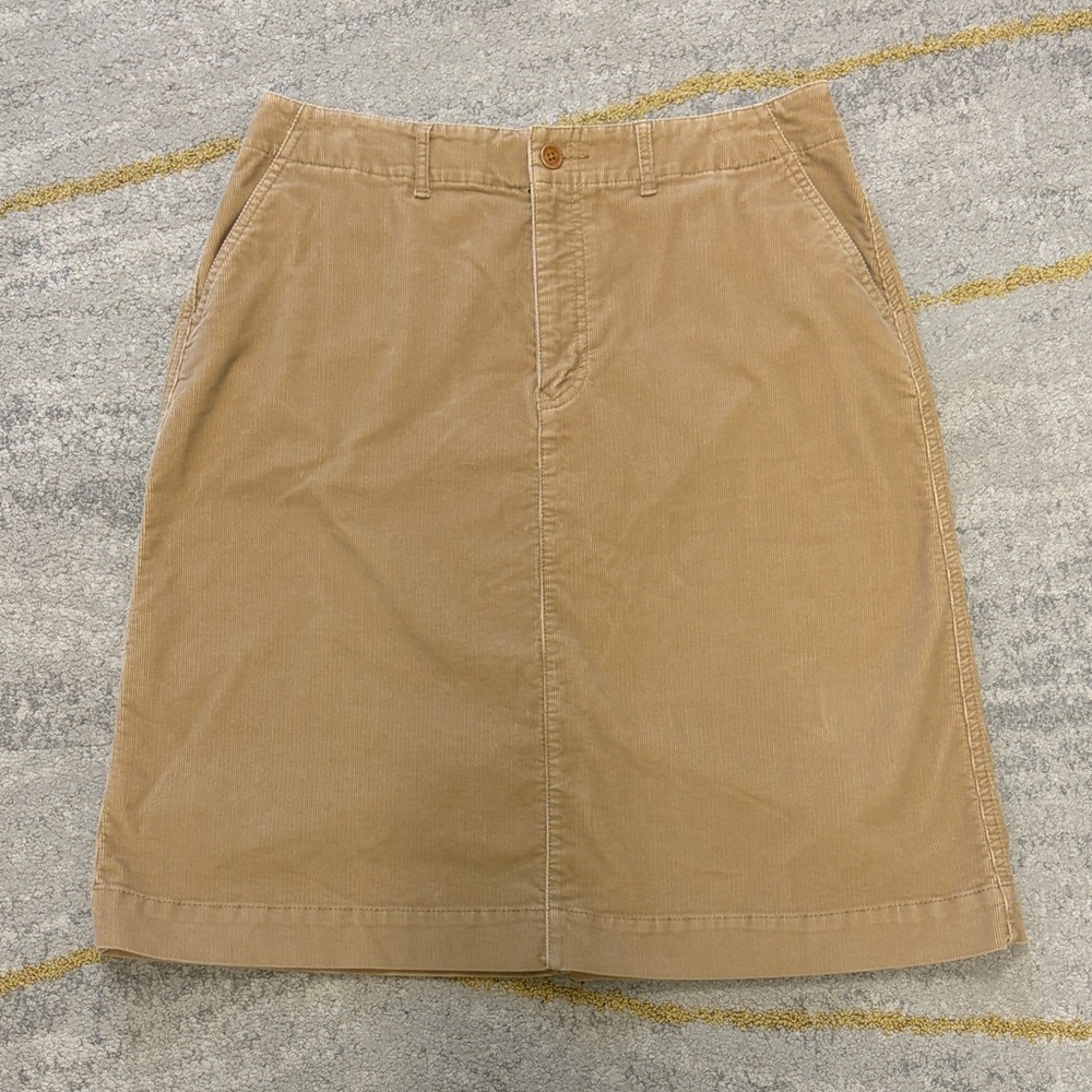 Eddie Bauer Corduroy Knee Length Women's Skirt Tan Size 14